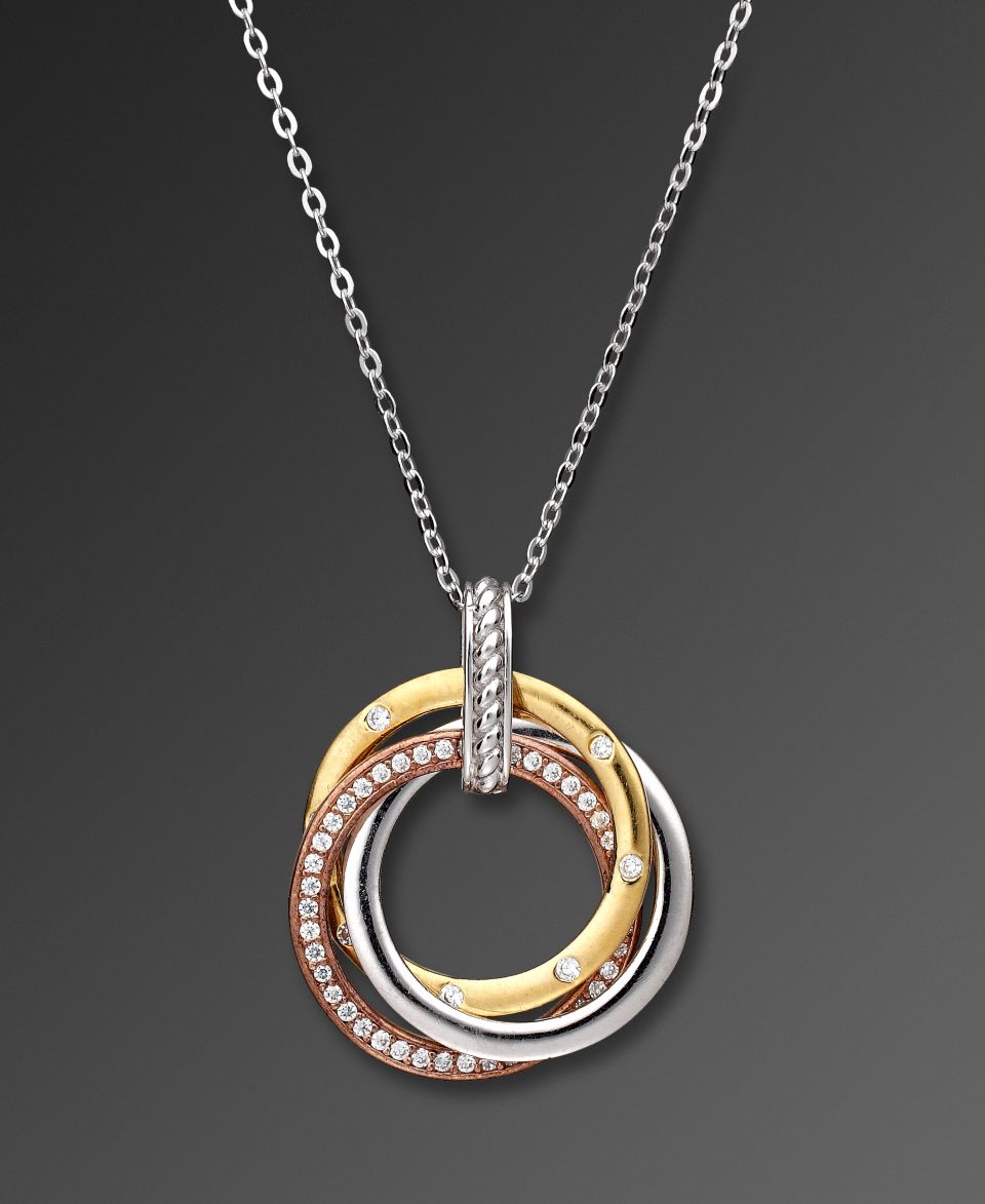 CRISLU Necklace, Sterling Silver, 18k Rose Gold over Sterling Silver