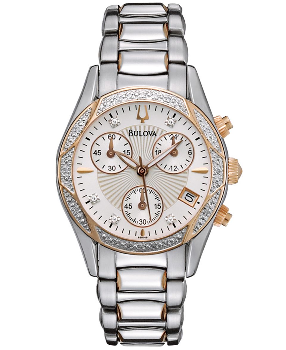 Bulova Watch, Womens Diamond Accent Two Tone Stainless Steel Bracelet