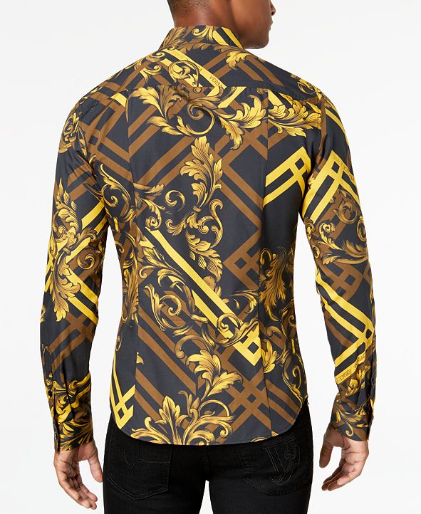 Versace Men's Gold-Printed Shirt & Reviews - Casual Button-Down Shirts ...