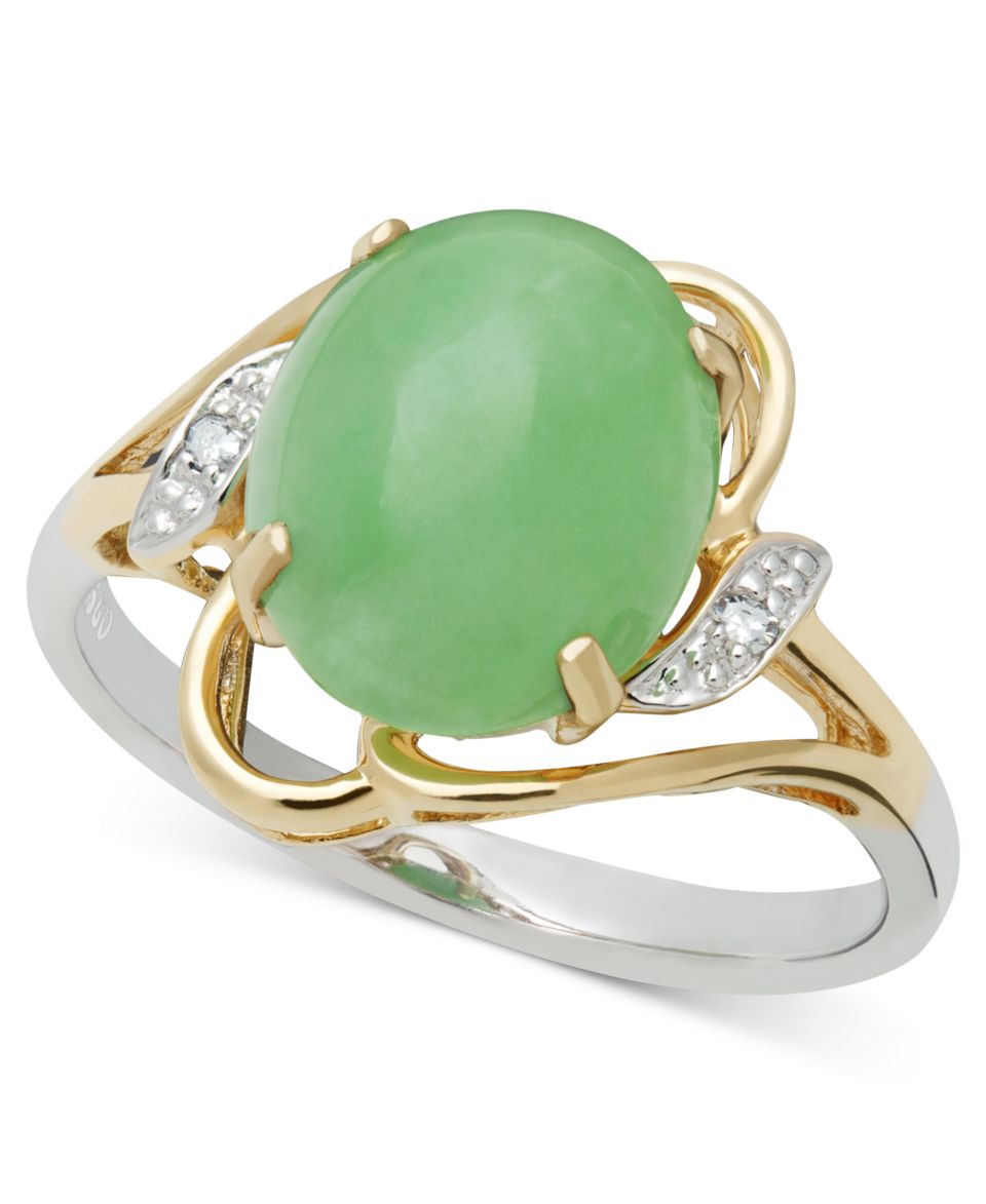 Sterling Silver Ring, Green Jade Oval Ring (10 1/2 ct. t.w.)   Rings