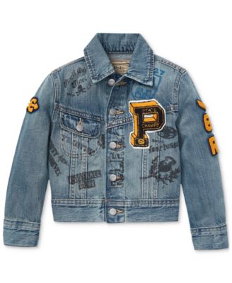 polo denim jacket with patches