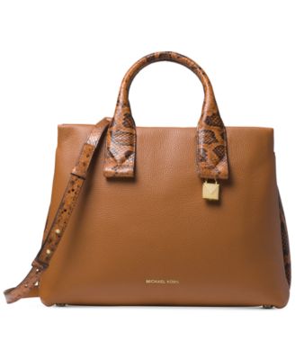 rollins large pebbled leather satchel by michael kors